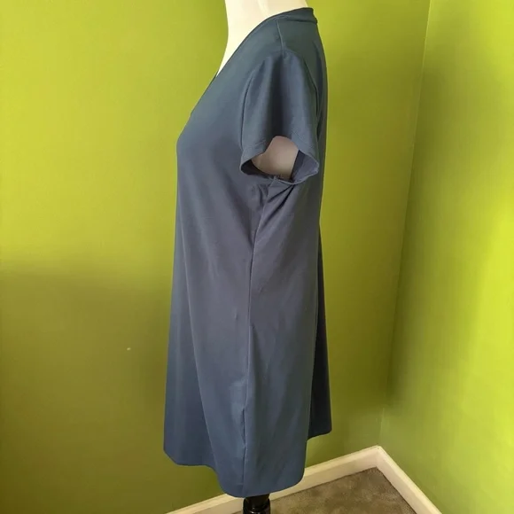 Eddie Bauer Blue V-Neck Short Sleeve T-shirt Dress - Picture 3 of 6